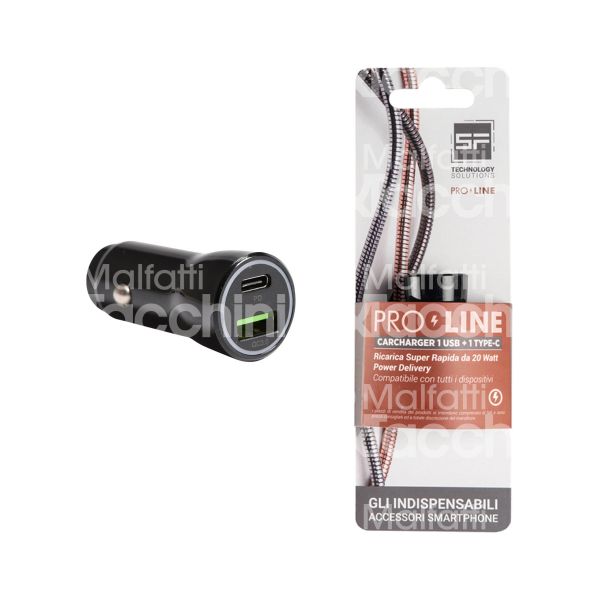 Sf soluzioni blsf224b caricatore auto art. blsf224b attacco usb/type-c nero