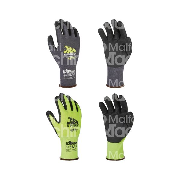 U-power 144018 guanti lavoro flex materiale palmo nitrile taglia 8 colore nero/grigio