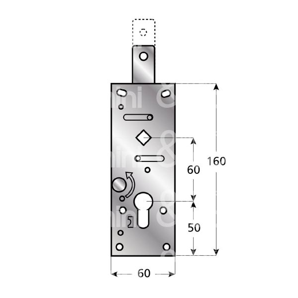 Viro 182521a serratura per basculante a 1 punto di chiusura foro sagomato /
