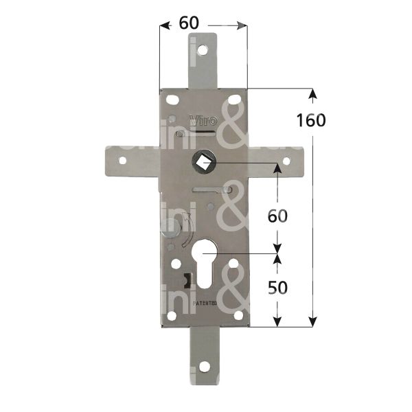 Viro 182524 serratura per basculante a 4 punti di chiusura foro sagomato /