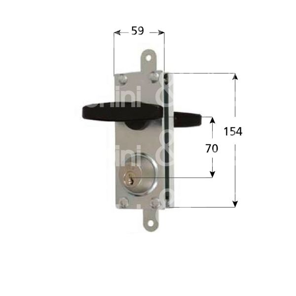 Viro 82170010 serratura per basculante a 2 punti di chiusura foro tondo / chiave piatta cifratura kd