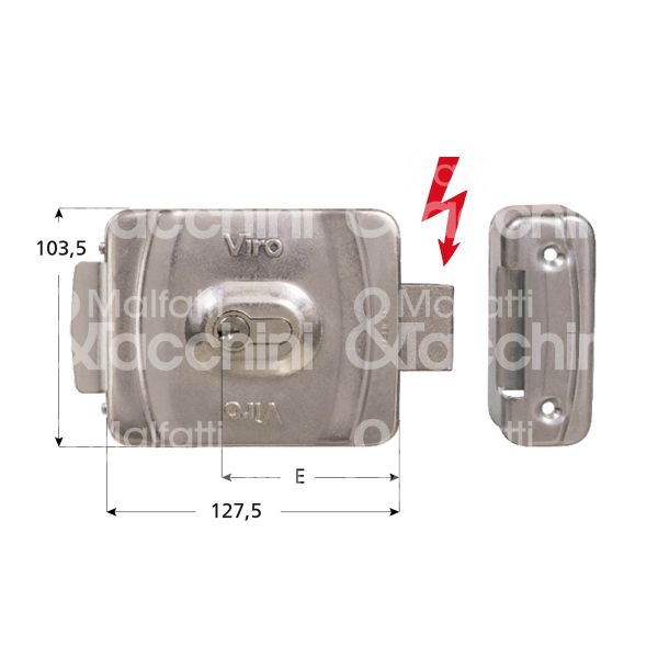 Viro 9087 elettroserratura da applicare verticale laterale e 70 ambidestra foro sagomato senza mandate