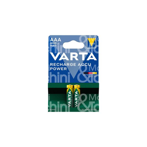 Varta 5703301402 pila recharge accu recycled aaa mn2400 - lr3 ministilo alkaline confezione pz 2 - volts 1,2 v - 1000