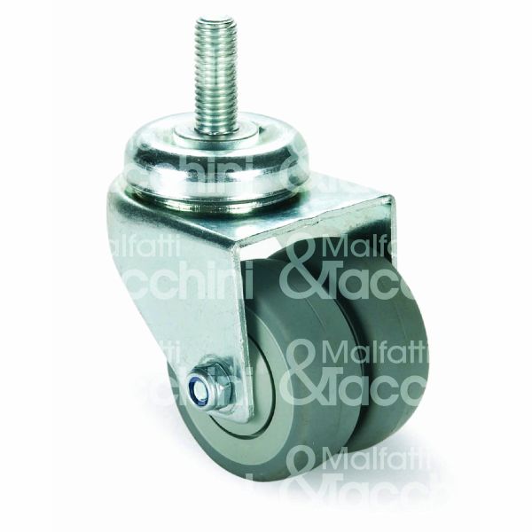 Valsecchi 275b50 ruota doppia termogomma art. 275b poliuretano termoplastico tpu senza freno Ø mm 50 tipo fissaggio perno misura m 10 - h mm 73 portata kg 55