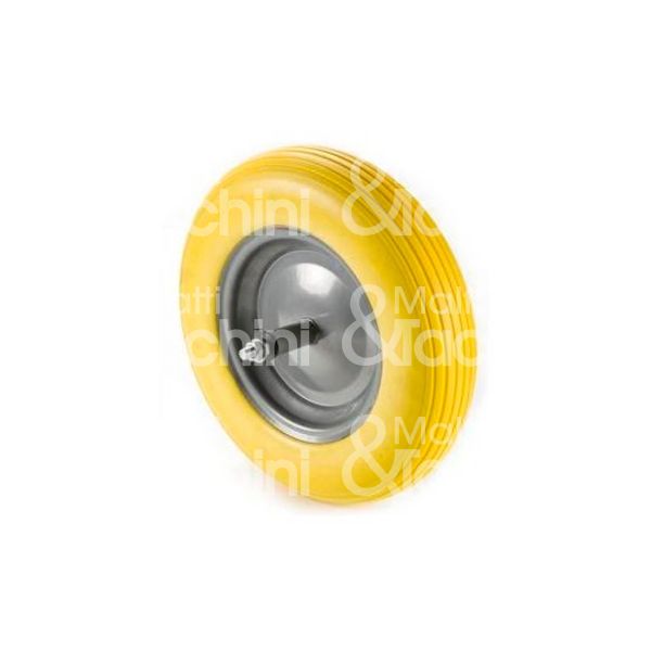 Valsecchi 46vtp ruota antiforatura per carriola art. 46vtp ruota poliuretano giallo flange in acciaio grigio Ø mm 350 h mm 350 portata kg 100
