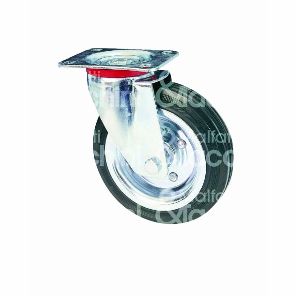 Valsecchi 80080 ruota art. 80 gomma senza freno Ø mm 80 tipo fissaggio piastra girevole misura mm 100 x 85 - h mm 108 portata kg 50