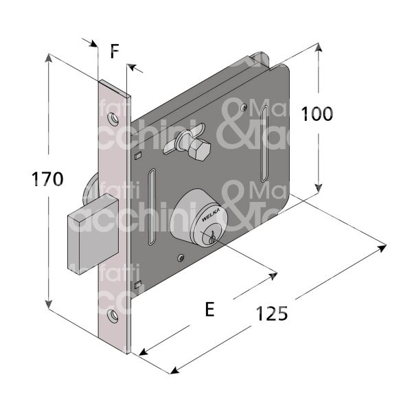 Welka 05350000 serratura per cancello da infilare scrocco con mandata e 50 ambidestra cilindro tondo fisso 1 mandate