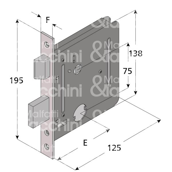 Welka 05450000 serratura per cancello da infilare scrocco piÙ catenaccio e 50 ambidestra cilindro tondo Ø 25 2 mandate
