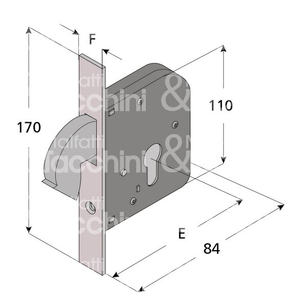 Welka 06850000 serratura infilare a gancio rientrante e 50 ambidestra per porte interne zincato foro sagomato