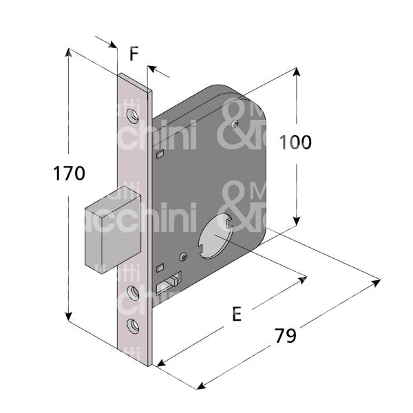 Welka 07145000 serratura per cancello impennata solo catenaccio +28 e 45 ambidestra cilindro tondo Ø 25 2 mandate