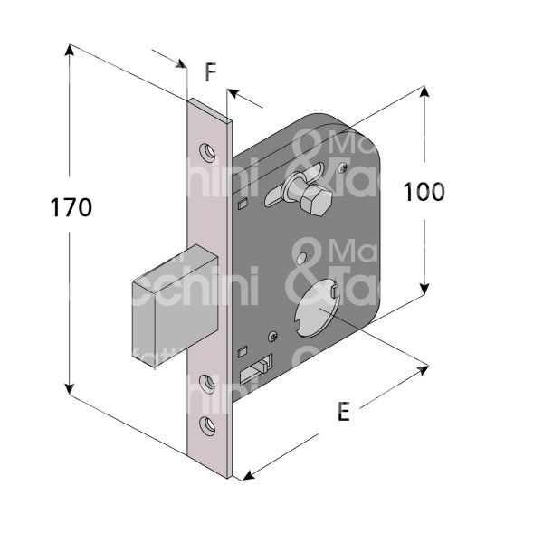 Welka 07345000 serratura per cancello impennata scrocco con mandata +32 e 45 ambidestra cilindro tondo Ø 25 1 mandate