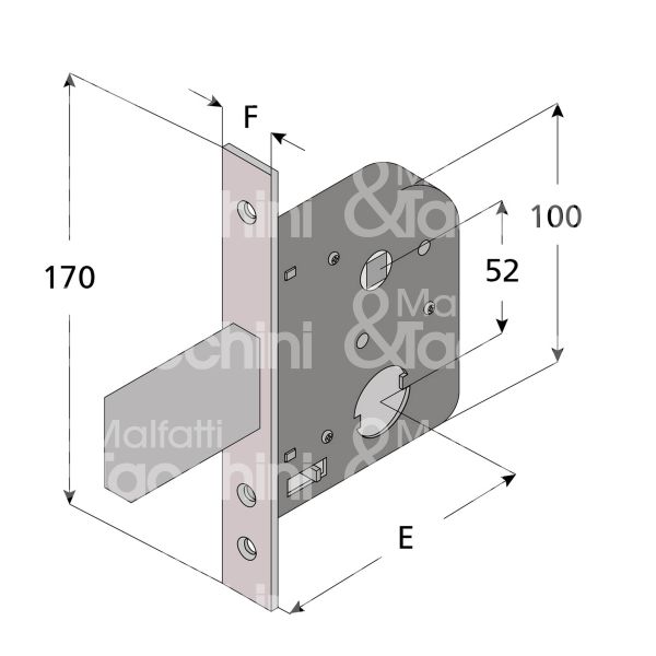 Welka 07545000 serratura per cancello impennata scrocco con mandata +58 e 45 ambidestra cilindro tondo Ø 25 1 mandate