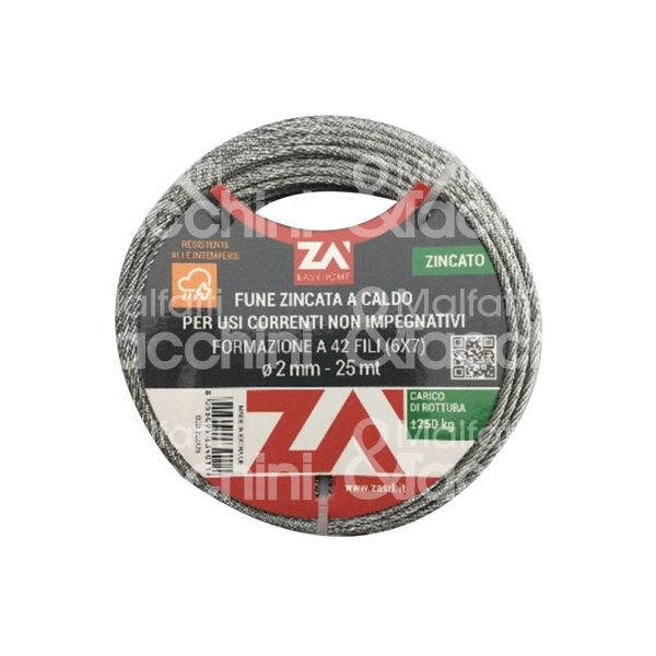 Za' fu18a100 fune acciaio zincato art. fu18a100 Ø mm 1,8 - mt 100 n fili 72