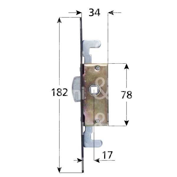M&t 900 09382 movimento cremonese infilare art. 10022b acciaio bronzato e mm 17 chiusura triplice mezzo giro frontale mm 180 x 20 cassa mm 75 x 35