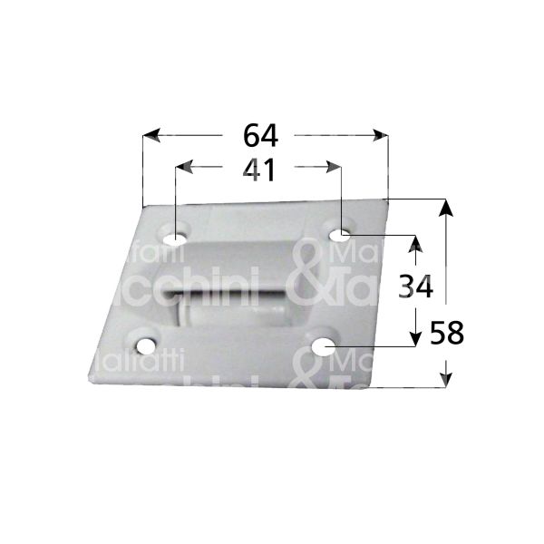 M&t 900 14428 guidacinghie art. ggc.1fr.kv.pb plastica bianco interasse mm or.41 ver.34 - l mm 64 x h mm 58 x
