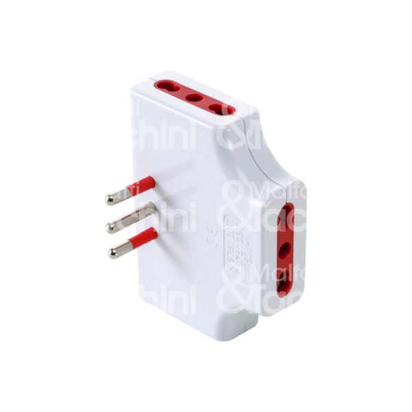 M&t 900 89021 adattatore triplo 90 gradi art. rs78132 bianco spina 2p + t / presa 2p + t - 10 a - 250v -